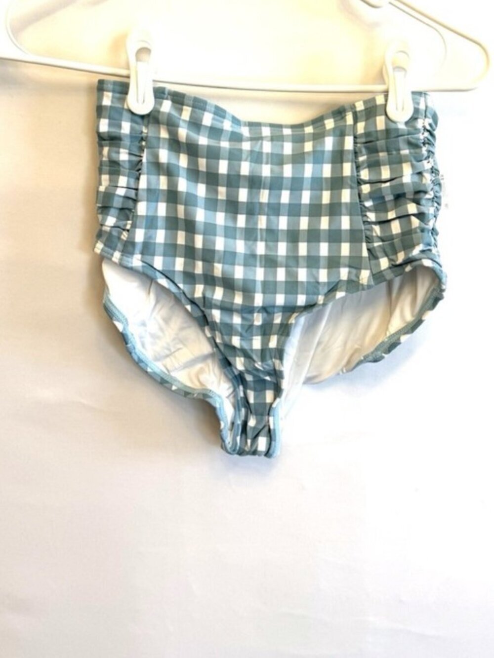 Anne Cole Womenās Blue/White High Rise Bikini Bottom Size Small